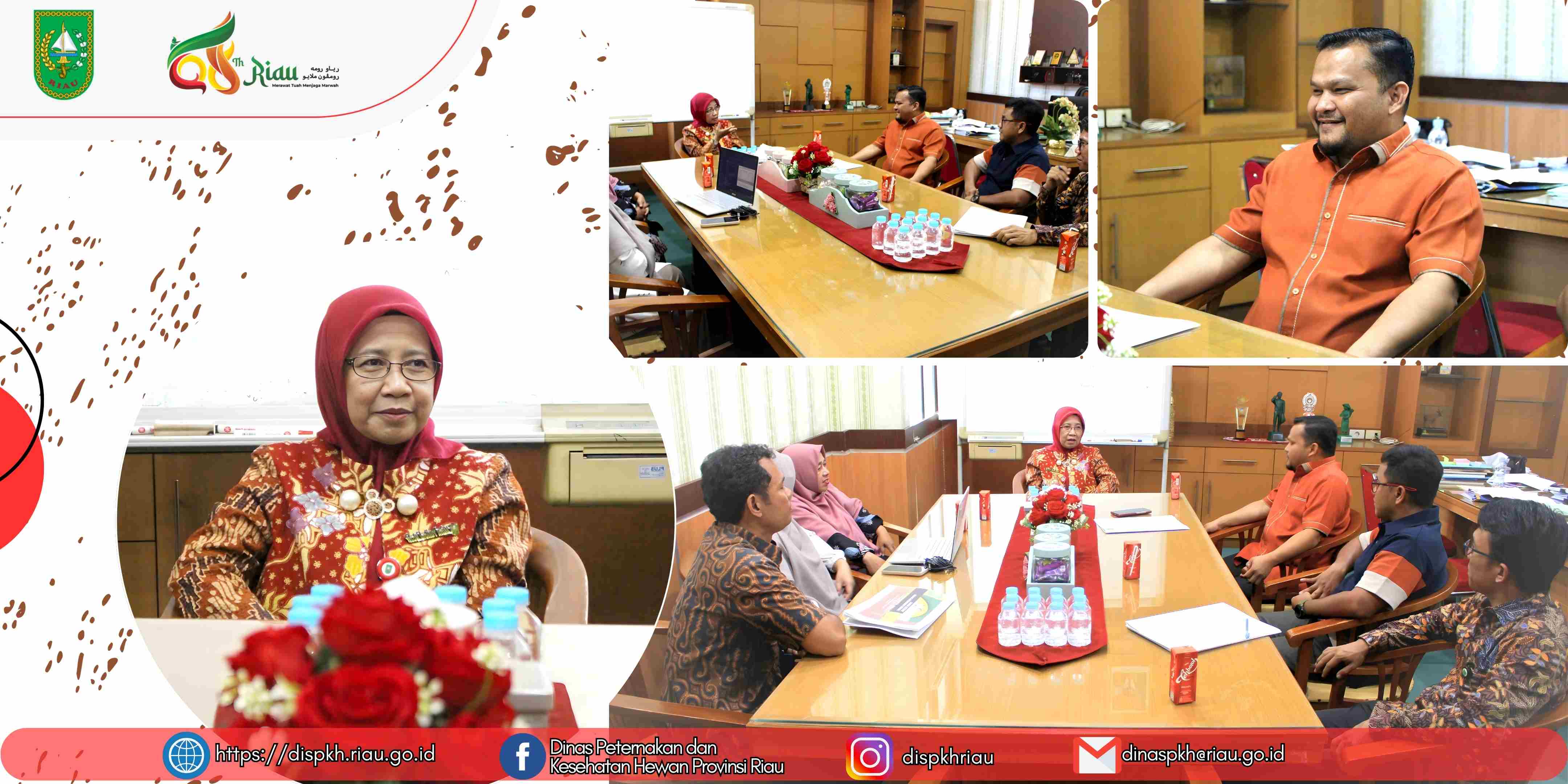 Kepala Dinas Peternakan dan Kesehatan Hewan Provinsi Riau, Ibu Mimi Yuliani Nazir, Apt., M.M., menerima kunjungan silaturahmi dari Sekretaris Komisi II DPRD Kabupaten Rokan Hulu, Bapak Safran Nasution, di ruang kerjanya.