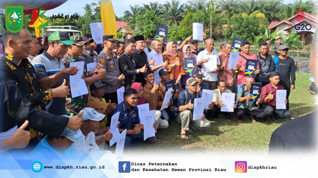 Penyerahkan Polis Asuransi Ternak di Kabupaten Kuantan Singingi